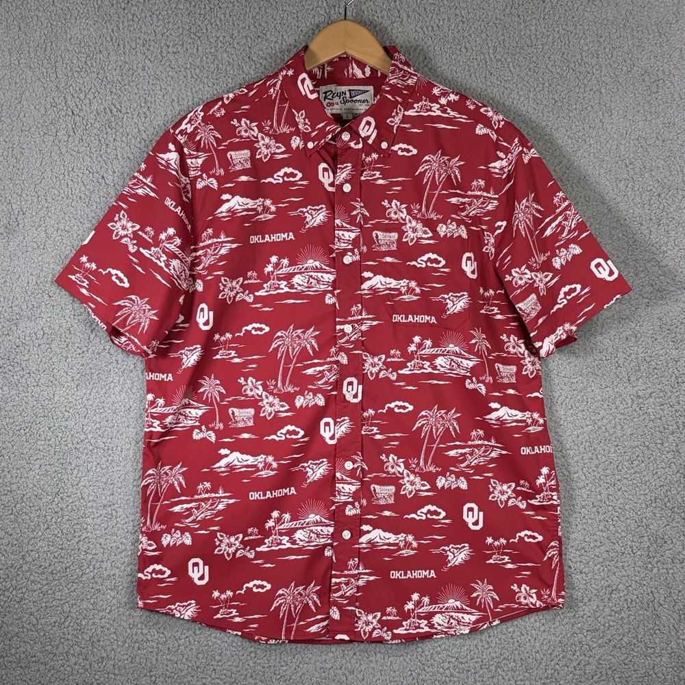 Reyn Spooner Men's Oklahoma Sooners Classic Button Down Shirt Red Large S/S